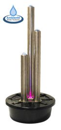 100cm Säulenbrunnen aus gebürstetem Edelstahl mit LED-Beleuchtung, Ambienté™